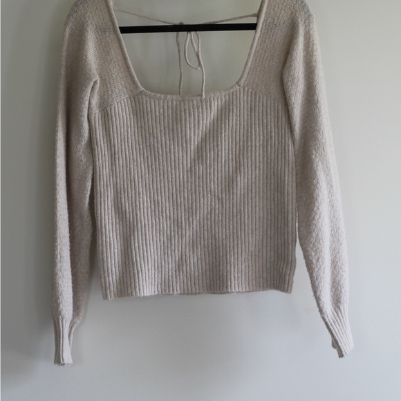 Cream Ribbed Knit Sweater - Picture 1 of 4